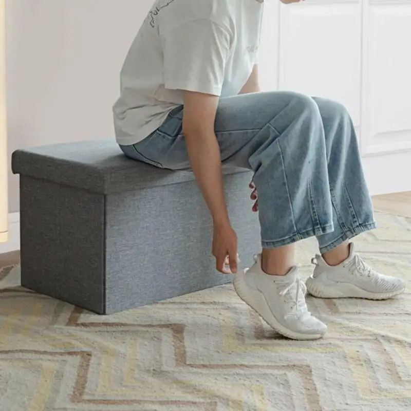 

Storage Ottoman with Removable Lid for Bedroom & Entrance Light Grey