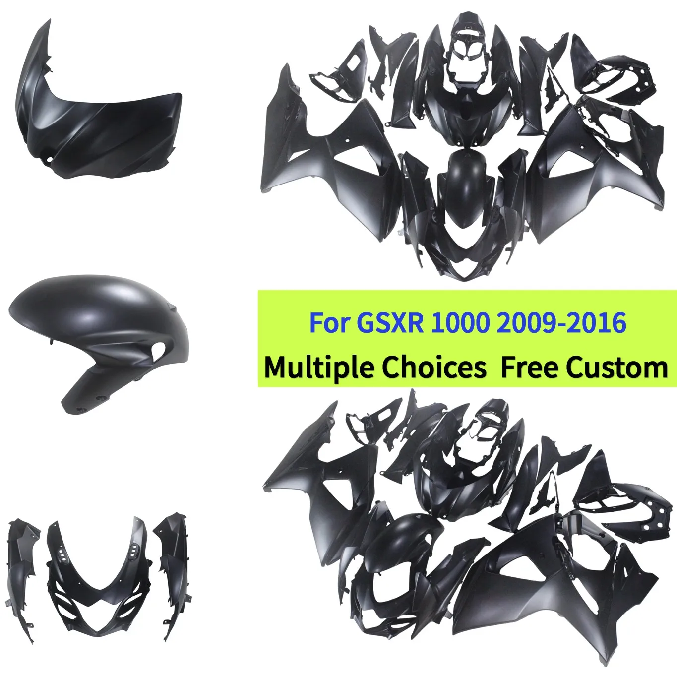 

Полный комплект обтекателей для мотоцикла Suzuki GSXR1000 K9 2009-2016, изготовленный методом литья под давлением из ABS-пластика | Матовый черный