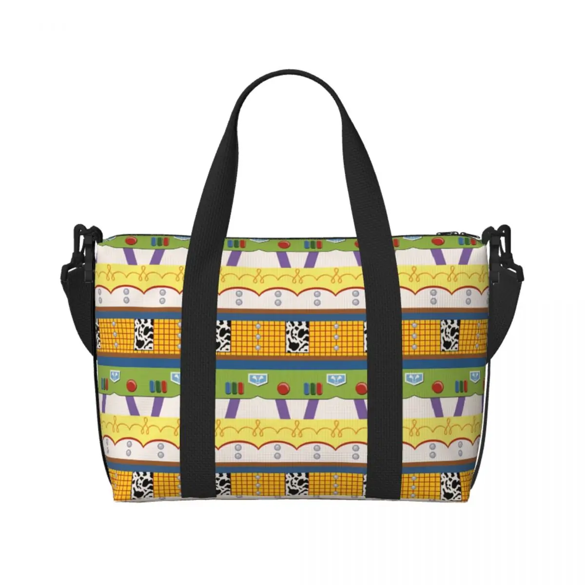 

Custom Anime Toy Story Woody Buzz Lightyear Tote Bag for Women Big Capacity Cartoon Movie Beach Gym Travel Bags