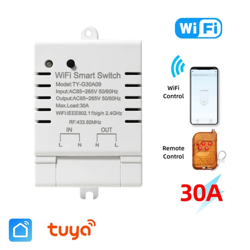 Tuya Smart Wifi Switch DIY Timer+Remote AC 85-265V Wifi Wireless Controller White For Alexa Google Home