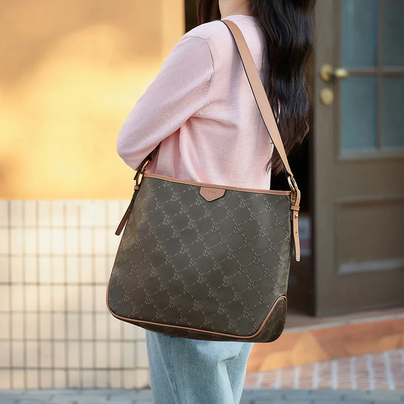 Semir Tote Bag Women 2025 New Style Vintage Monogram Crossbody Bag Popular Shoulder Bag Large-capacity Shopping Bag