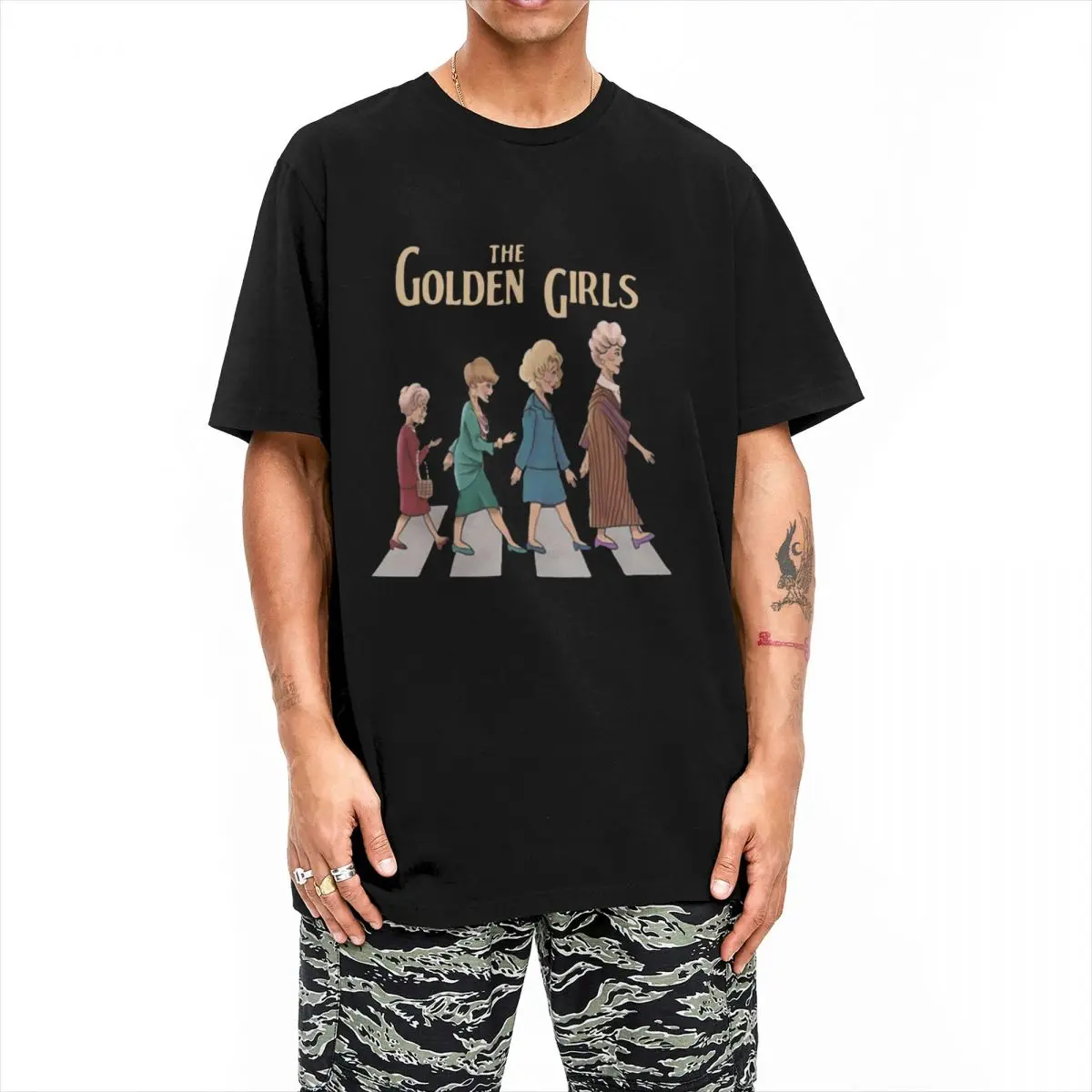 Men The Golden Girls Abbey Road T Shirts Betty White Cotton Clothes Vintage Short Sleeve Crewneck Tees Summer T-Shirt