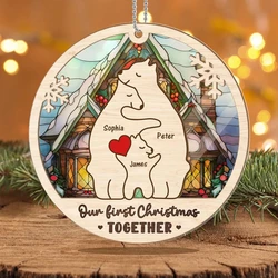 Bear Family Custom Name Puzzle Ornaments Christmas Day Custom Personalized Custom Wooden Bear Family Home Decor Wooden Christma
