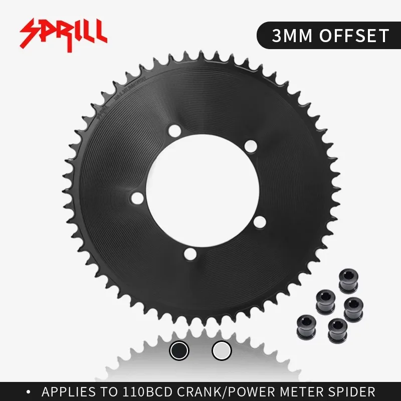 

SPRILL 3mm Offset 110BCD 5 Bolt AERO Chainring Narrow Wide Chainring 40T-58T for SRAM /ROTOR 110BCD-5 Crank