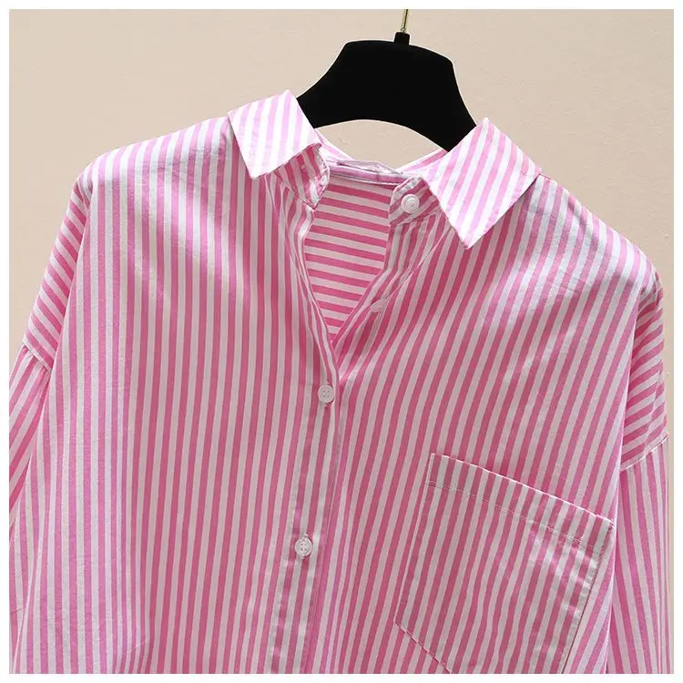 Orange Striped Printed Long-sleeved Shirt for Women, Fashionable, Casual, Simple, Comfortable, Mid-length Cardigan