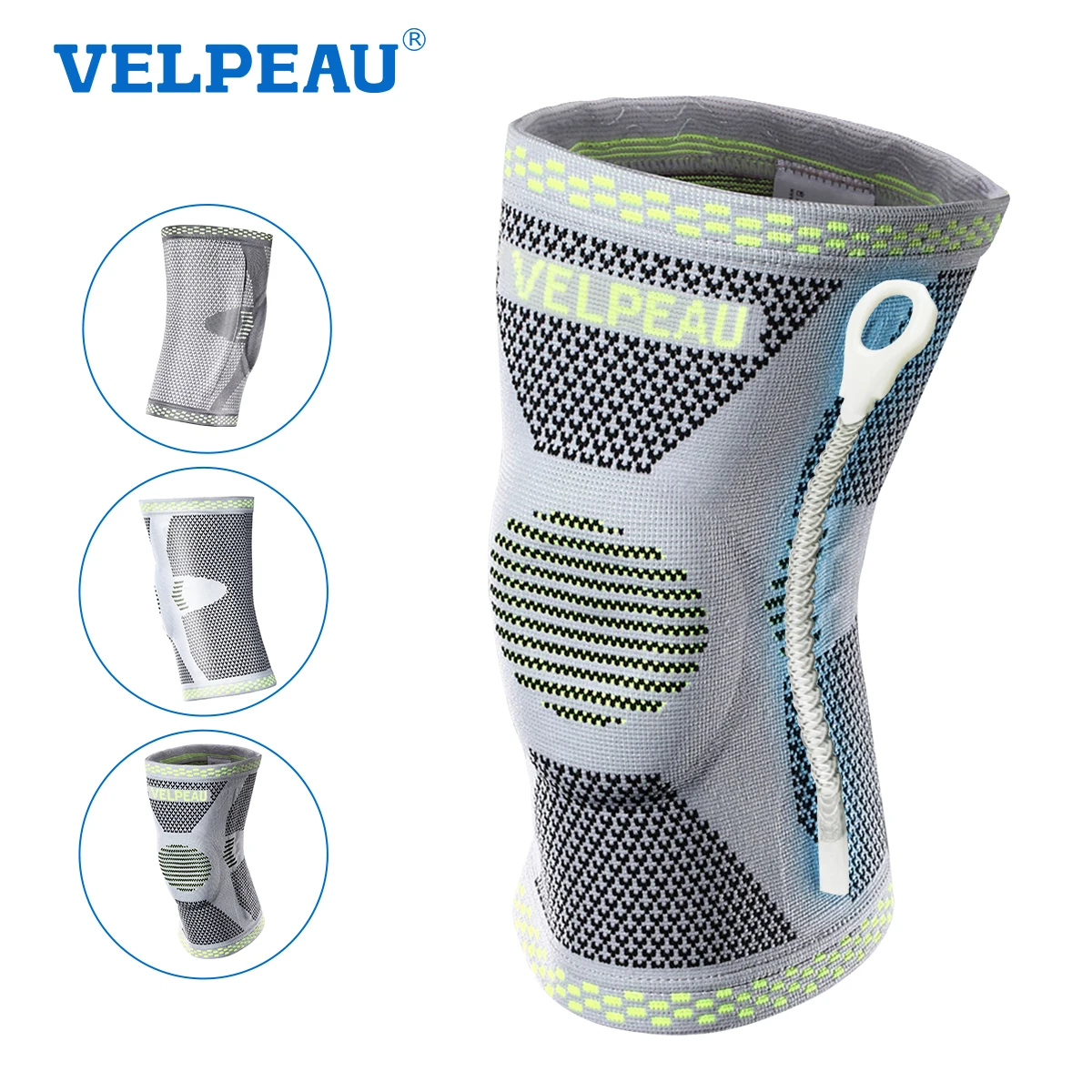 VELPEAU Silicone Knee Pad for Sport Fitness Basketball Running and Arthritis Spring Compression Kneepad Elastic and Anti-slip