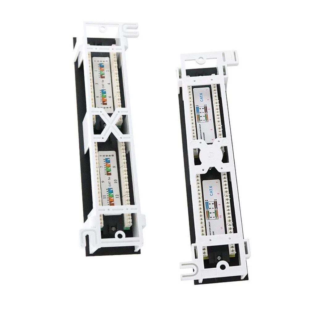 12 Port Wall Mount Patch Panel Compatible with CAT5A and CAT6 Standards for Use in For Network Backbone and Branch Wiring
