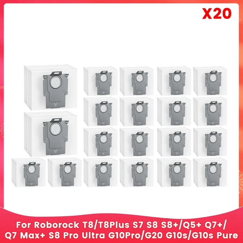 Dust Bag For Roborock T8/T8plus S7 S8 S8+/Q5+ Q7+/Q7 Max+ S8 Pro Ultra G10pro/G20 G10s/G10s Pure Vacuum Parts 20PCS