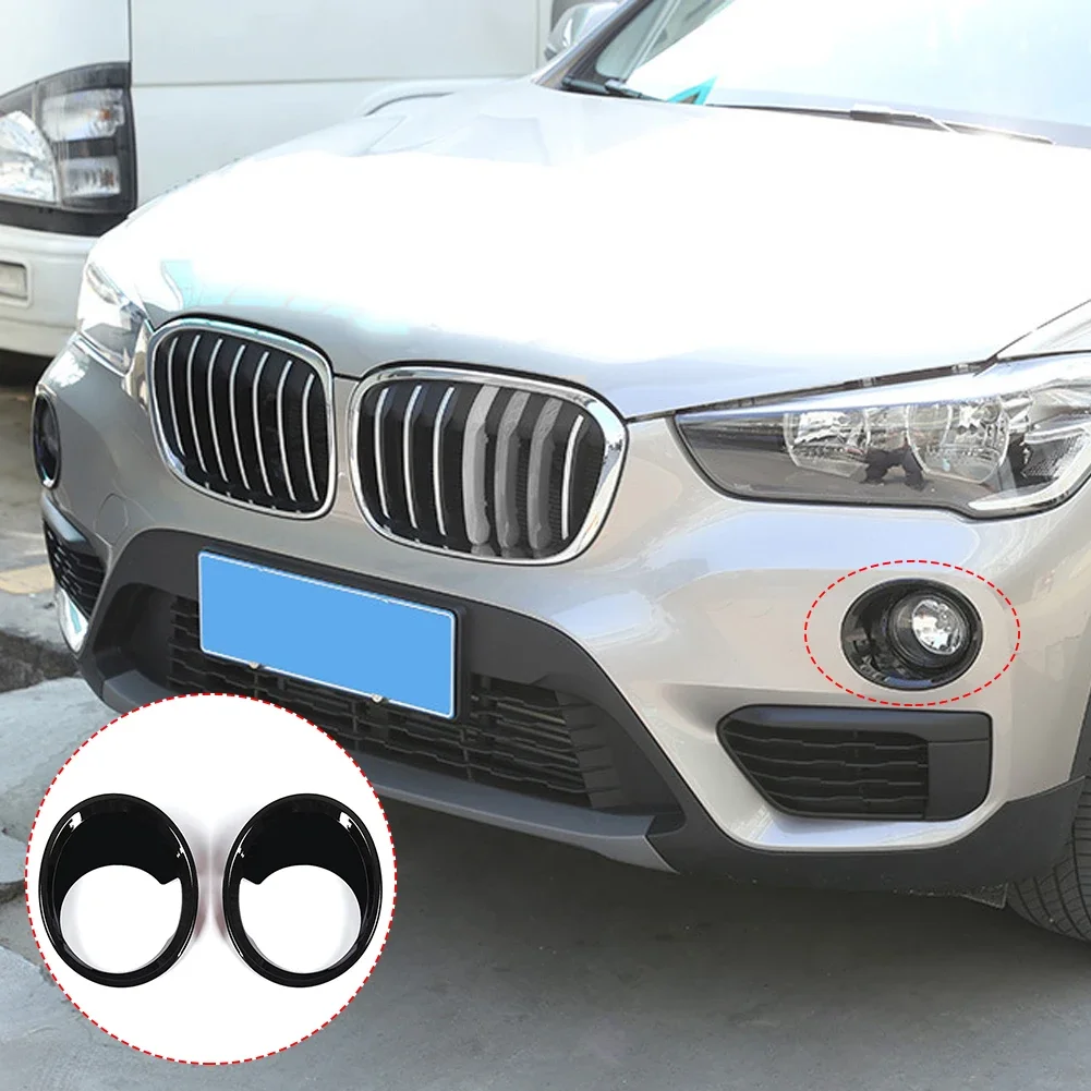 2Pcs Front Fog Light Frame Lamp Ring Cover Trim for BMW X1 2016-2019 ABS Carbon Fiber Car Styling Car Exterior Accessories
