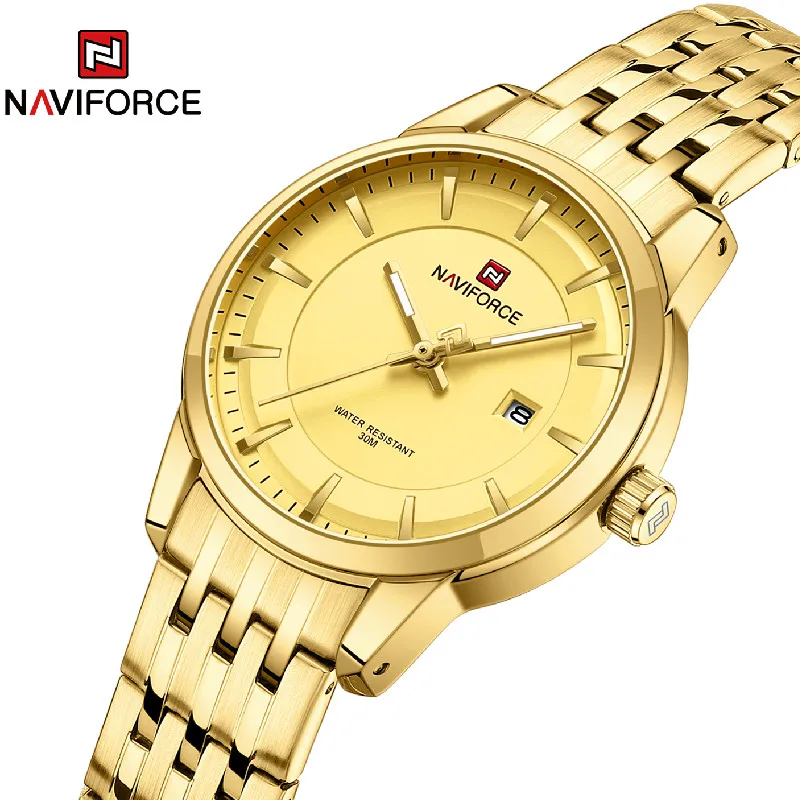 

NAVIFORCE Brand Women Calendar Quartz Watch Stainless Steel Band Stylish Waterproof Luminous Couple Wristwatch Relogio Feminino