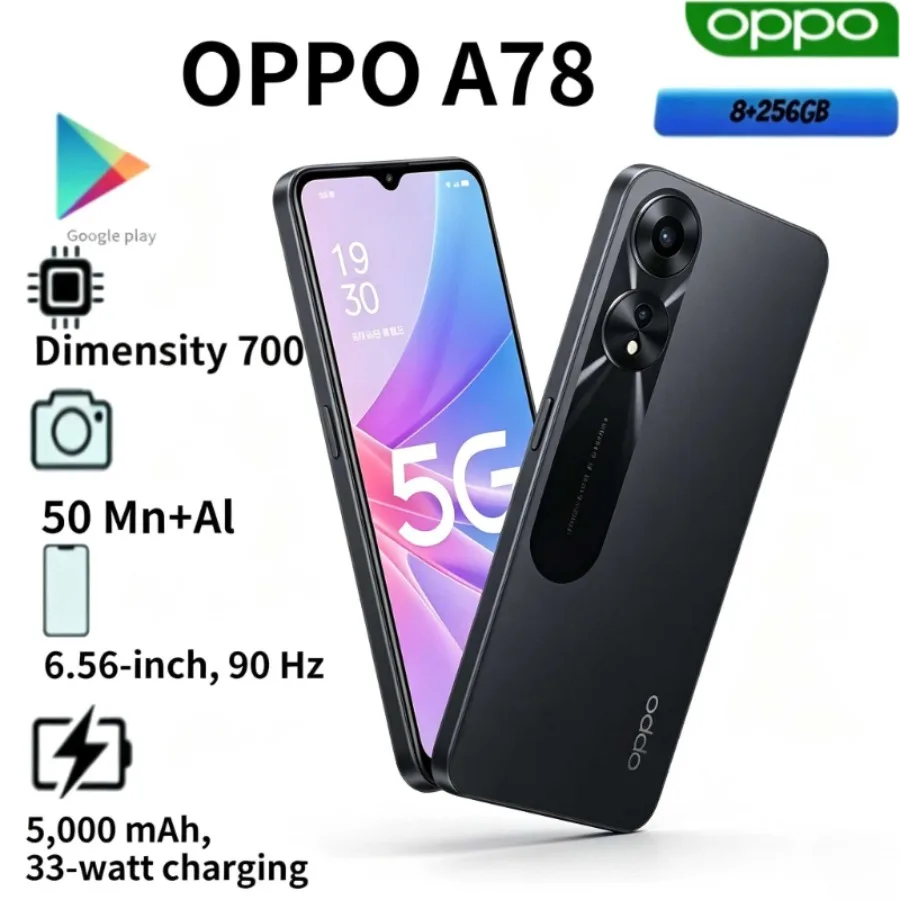 2026 OPPO A78 Global Version Smartphone 8GB 256GB FHD+ AMOLED Display 67W Fast Charging High-End Specifications