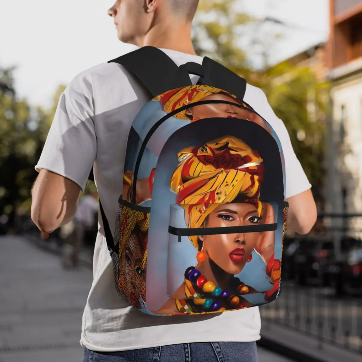African Queen Print Backpack Student BookBag Kids School Bag Computer Shoulder Bags for Men Women