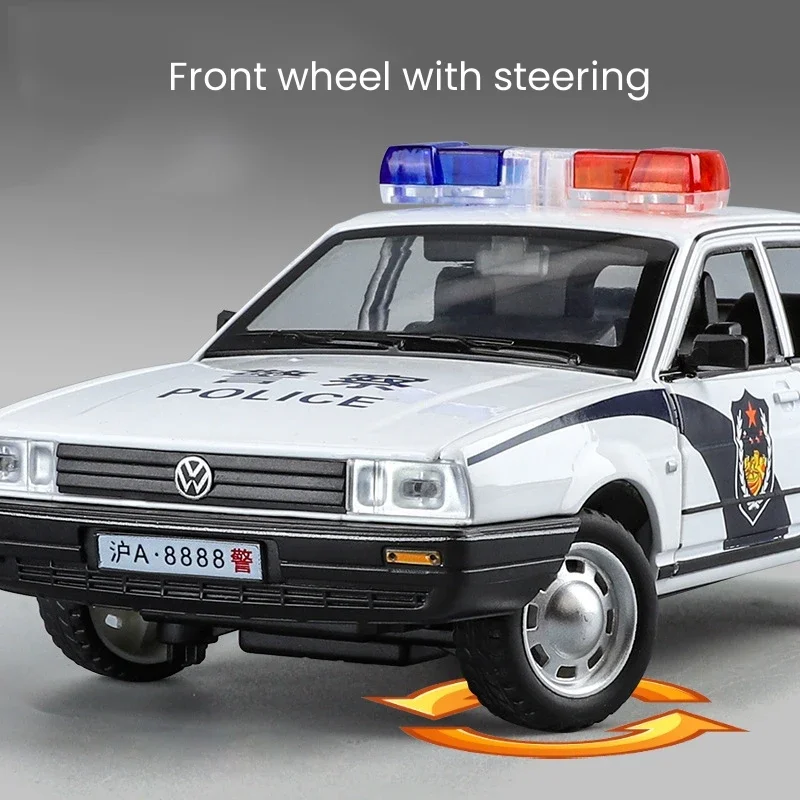 1:24 Santana Alloy Policer Car Diecast Metal Scale Model Sound＆Light Simulation Collection Childrens Birthday Toy Vehicles Gifts