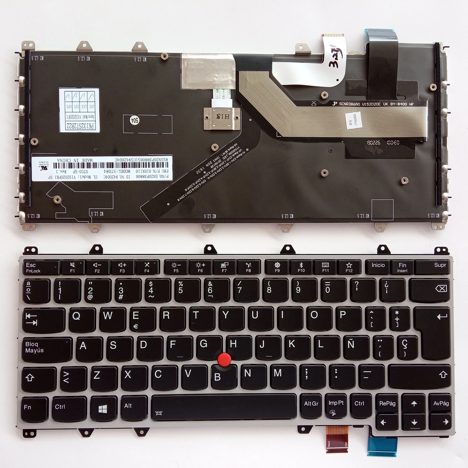 

Factory wholesale laptop keyboard for lenovo IBM Thinkpad Yoga 370,X380 Yoga laptop SP Teclado with-backlit Silver frame