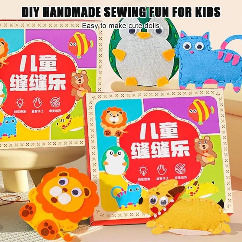 Non-Woven Fabric Craft Sewing Handbag Children Craft Toy Cartoon Animal Handmade Sewing Bag Educational Toys For Kids