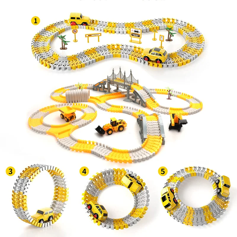 DIY Car Track for Children Racing Toy Cart Toys Race for Boys Girls Truck Flexible Play Set Create Engineering Road Games Gift