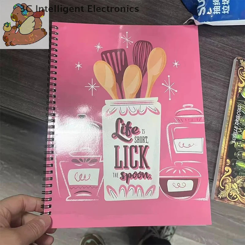 Lick The Spoon Recipe Spiral Notebook Recipe Planner Color Shell Inner Page Record Book Hand Book Notebook Creative Stationery
