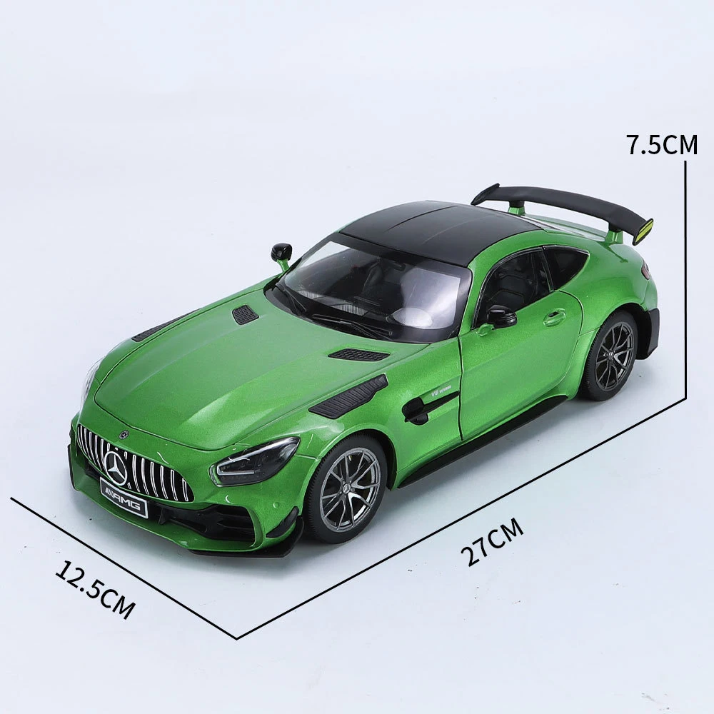 New 1:18 Benz GTR Green Demon Alloy Die Cast Toy Car Model Sound and Light Pull Back Children\'s Toy Collectibles Birthday Gift