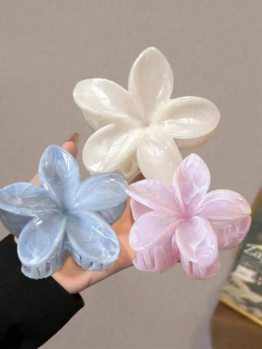 

3pcs Flower Hair Clips For Women, Hibiscus Claw Clips, Tropical Beach Accessories