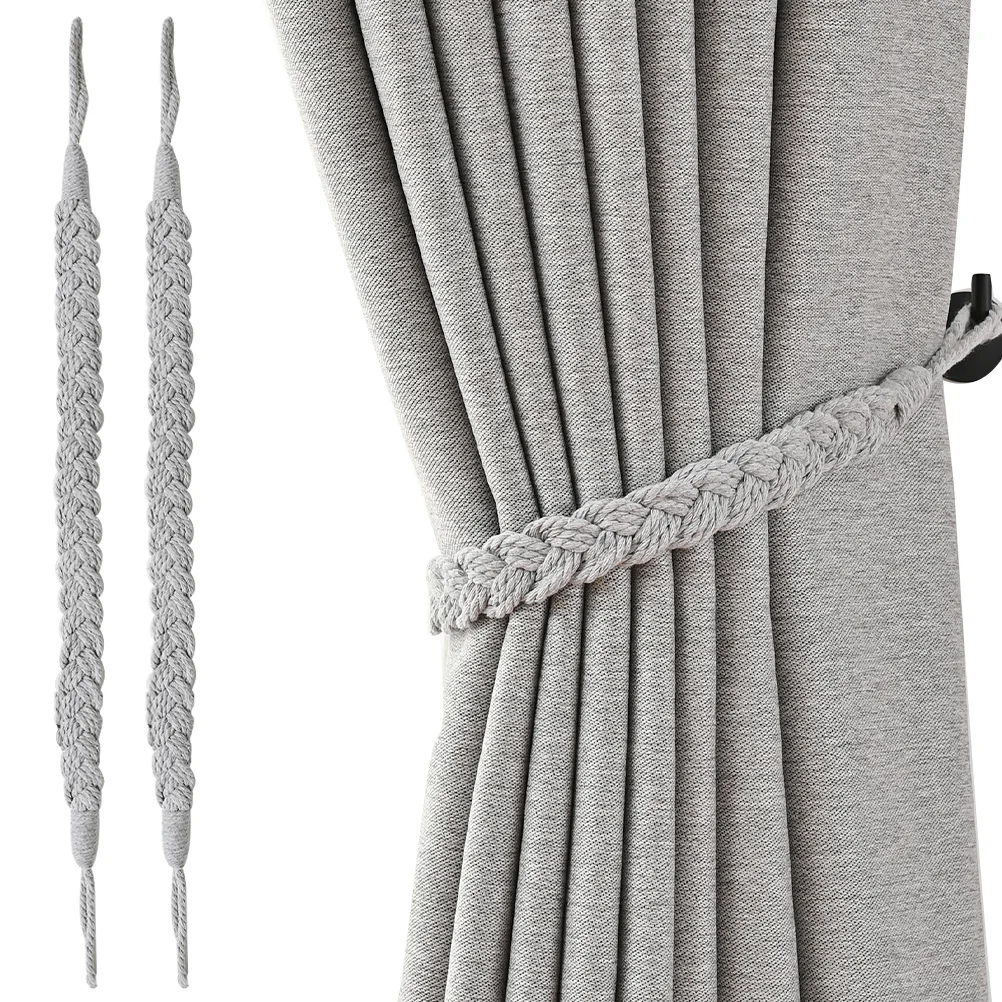 

2Pcs Curtain Tieback Woven Rope Decorative Holdback Drape Tieback for Home Living Room Bedroom Hotel Window Accessories