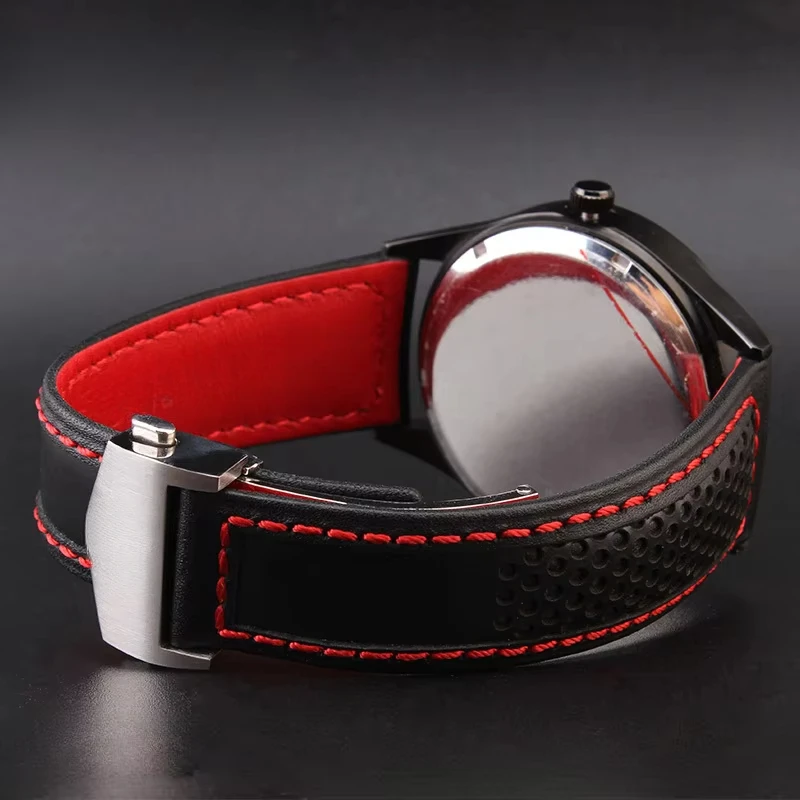 For TAG Heuer Calila 22mm Outdoor Safety Watchbands F1 Monaco Racing Men's Red Line Watch Band Air Vent Cowhide Accessories