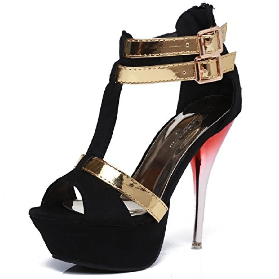 

GATUXUS Open Toe Women Platform High Heel Shoes Strappy Pump for Party Prom