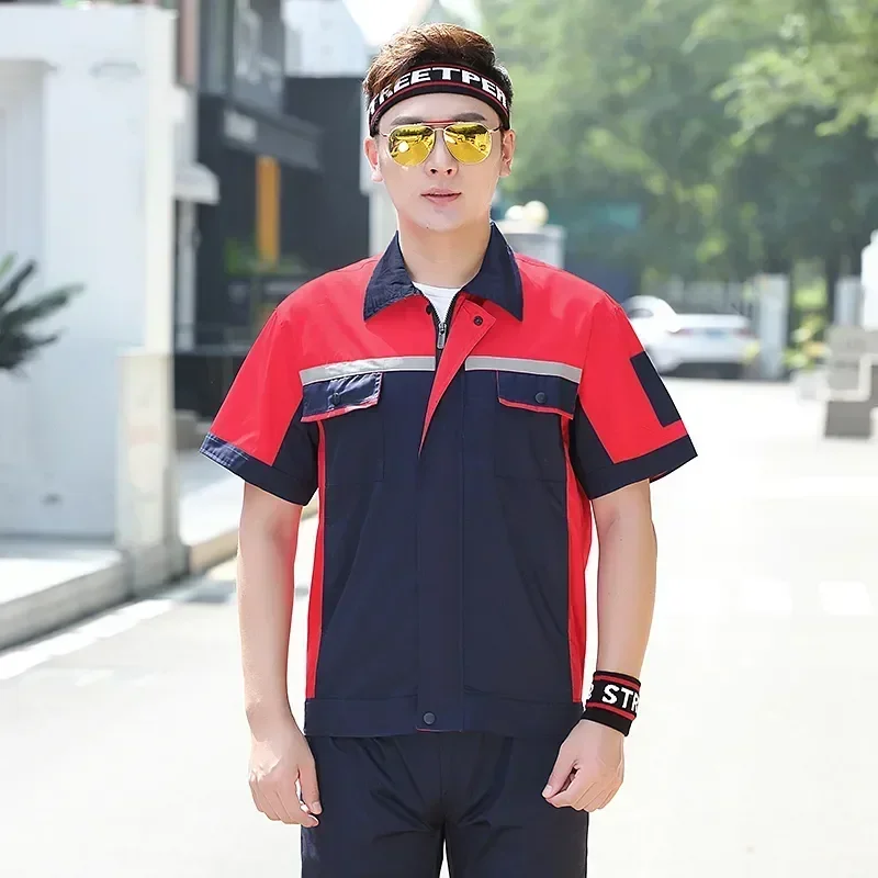 Summer Electric Logo Mechanic Repairman Factory Clothes Workshop Repairer Men For Painter Printed Welder Automobile Working Suit