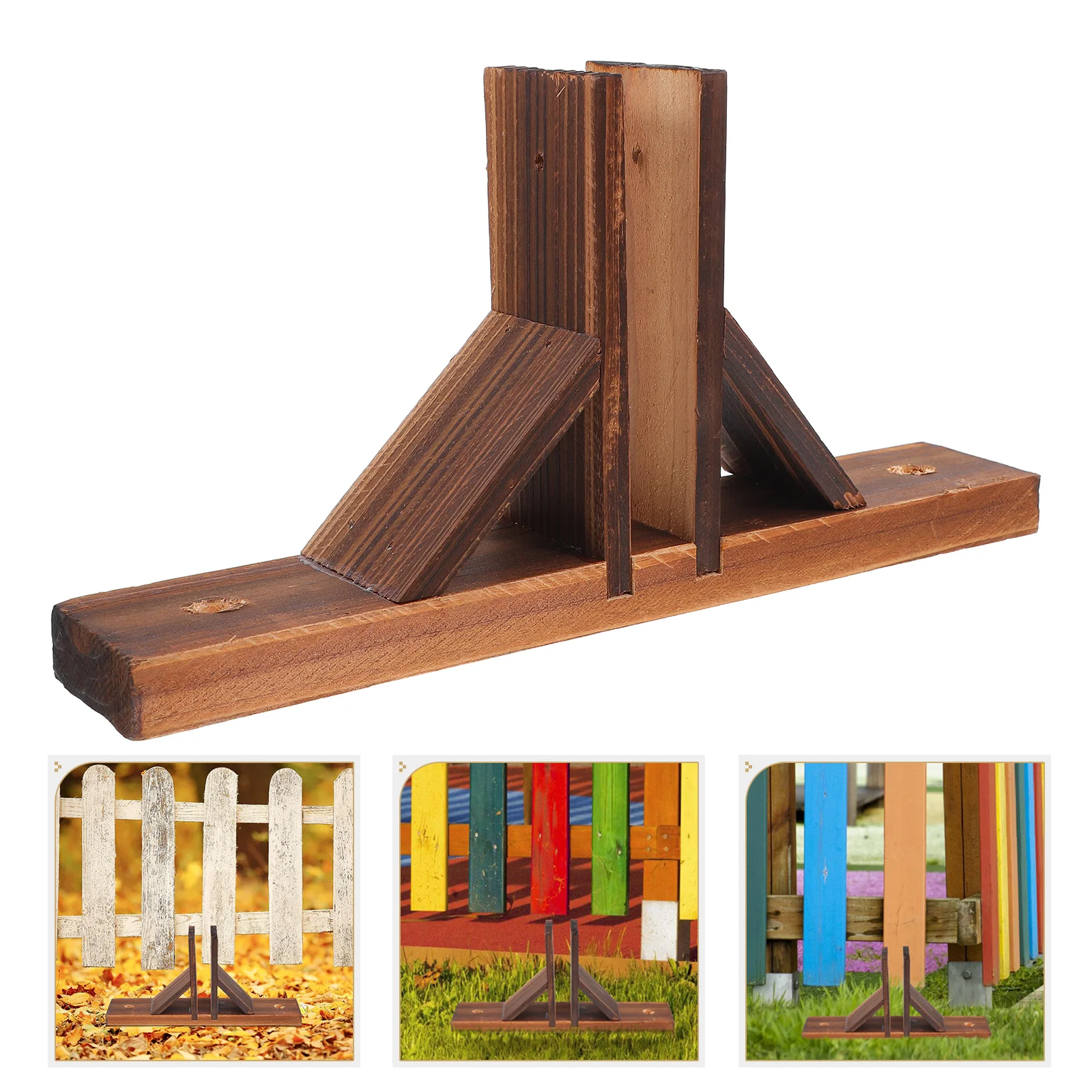 Wooden Fence Base Bracket Brown Small Triangle Shelf Brackets Outdoor Garden Yard Fence Support Feet Holder Garden Fencing