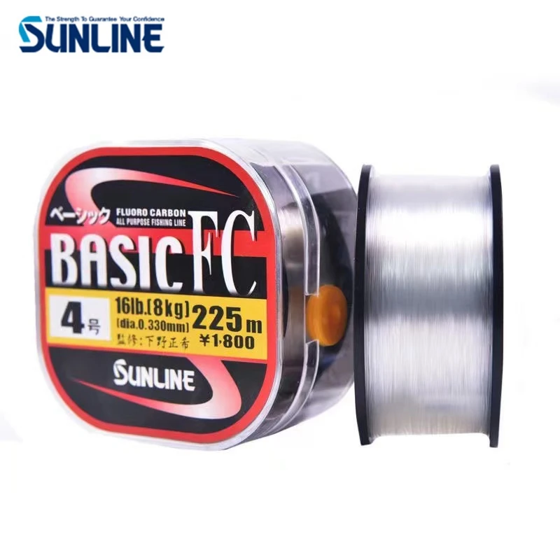 SUNLINE-BasIC FC Carbon Fiber Fishing Line, Transparent Color, 100% Original, 225m, 300m