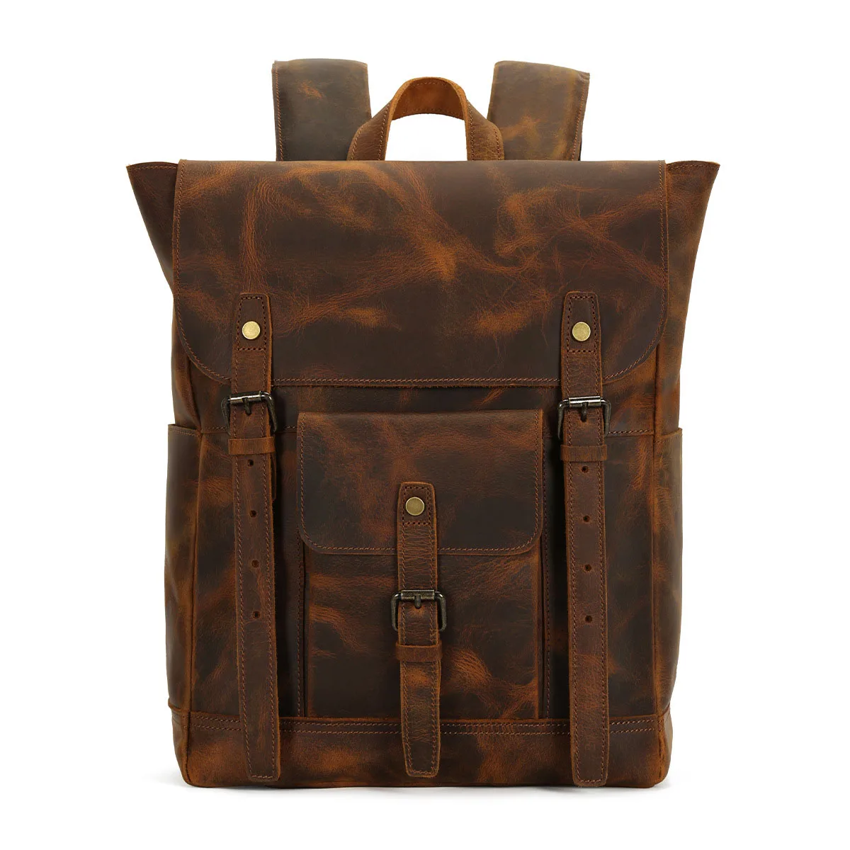 Drop Ship High Quality Leather Backpack Real Cowskin Men's Laptop Bag School Bag Man Male Daypack Travel Backpack Anit theft