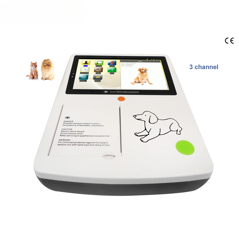 High Quality  VET Electrocardiogram Veterinary Instrument 3 Channel  Machine Price for Animals