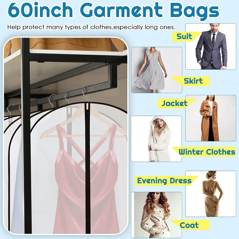 Kleidung Hängen Staub Abdeckung Anzug Mantel Hochzeit Kleid Abdeckung Lagerung Kleiderschrank Hängende Kleidung Organisatoren Kleidung Abdeckung Mit Reißverschluss – Detail 4