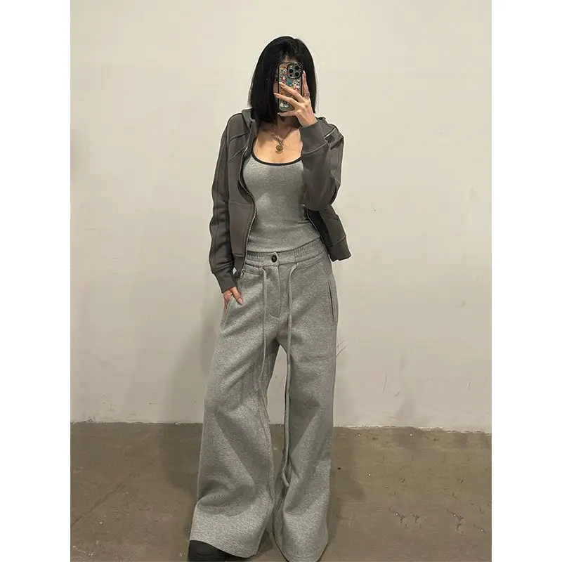 

Женские повседневные брюки-палаццо с высокой талией, свободного кроя, из полиэстера, в стиле BF (бойфренд), удлиненные, струящиеся