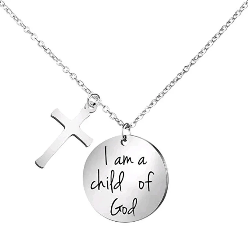 Bible Verse Cross Pendant Christian Necklaces Prayer Charm Faith Religious Birthday Christmas Jewelry for Women Men Girls Boys