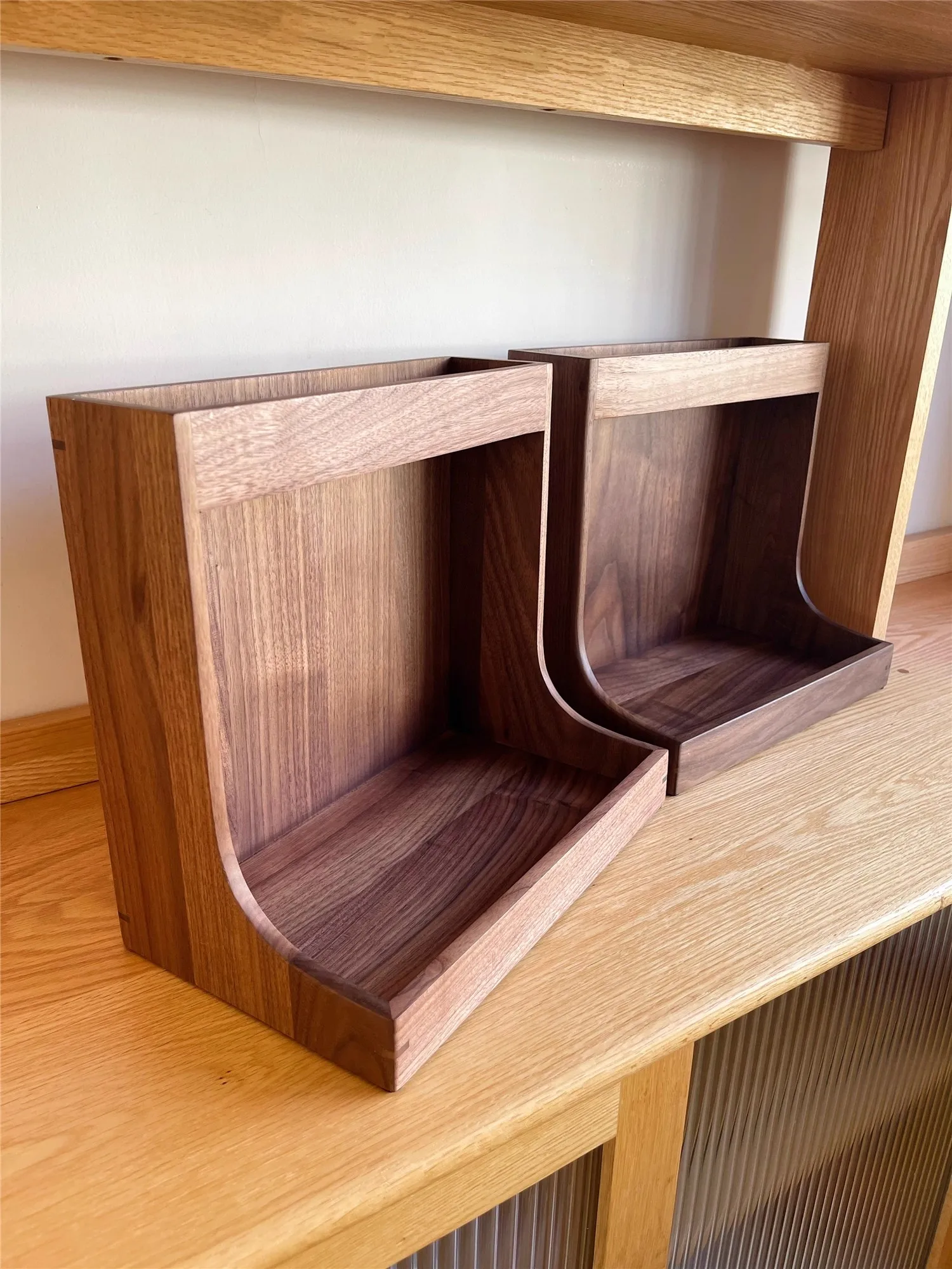 Two-Layer Wooden Cosmetic Box Black Walnut Table Organizer Home Utility Storage Box Solid Wood Desktop Storage Holder