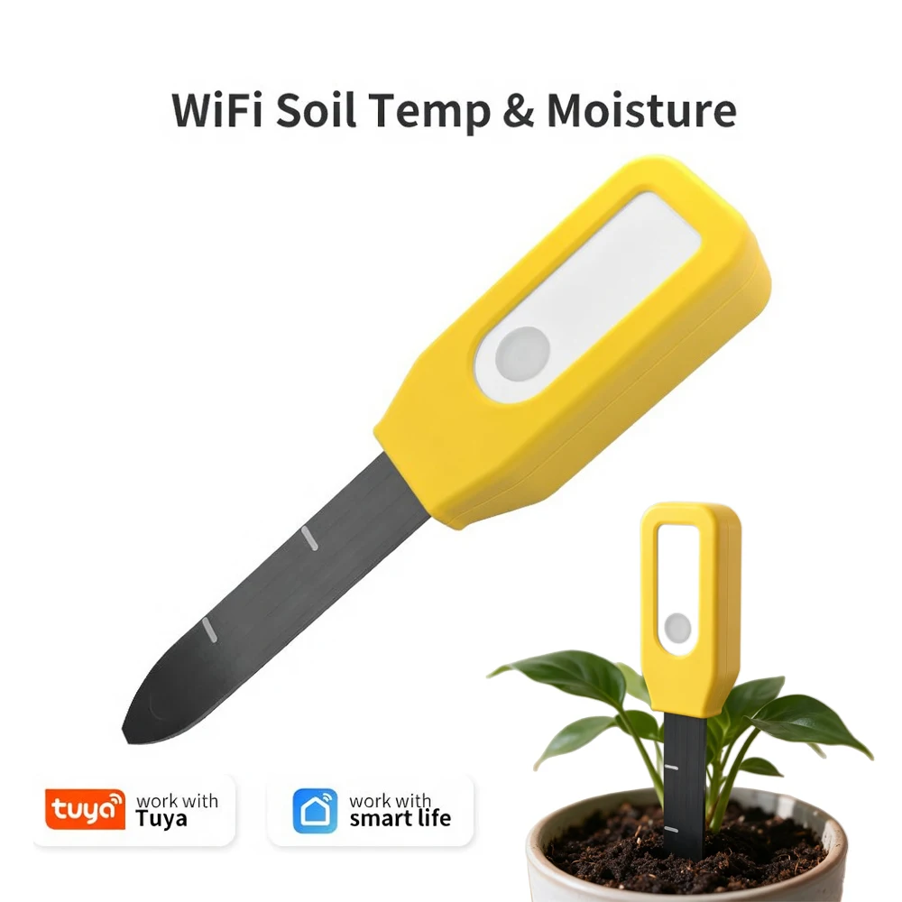 YFK Tuya WiFi Soil Temperature and Humidity Smart Sensor Real-Time Monitoring Smart Life Thermohygrometer Home Automation System