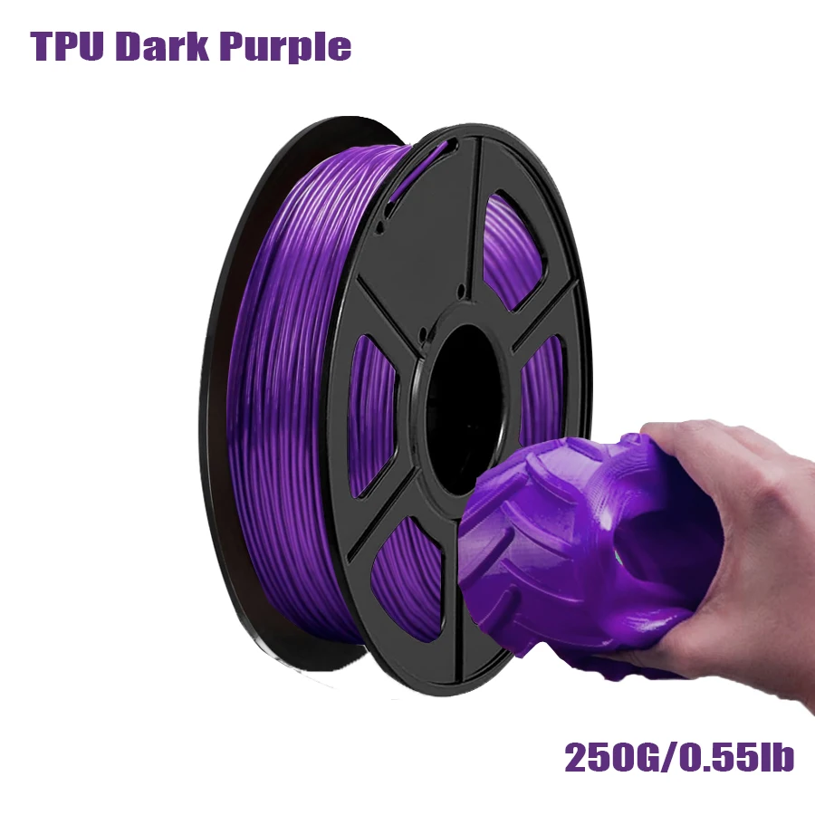 

TPU 95A Soft Flexible Filament 1.75mm, 250g Spool(0.55lbs), for 3D FDM Printer Material Roll,Dark Purple