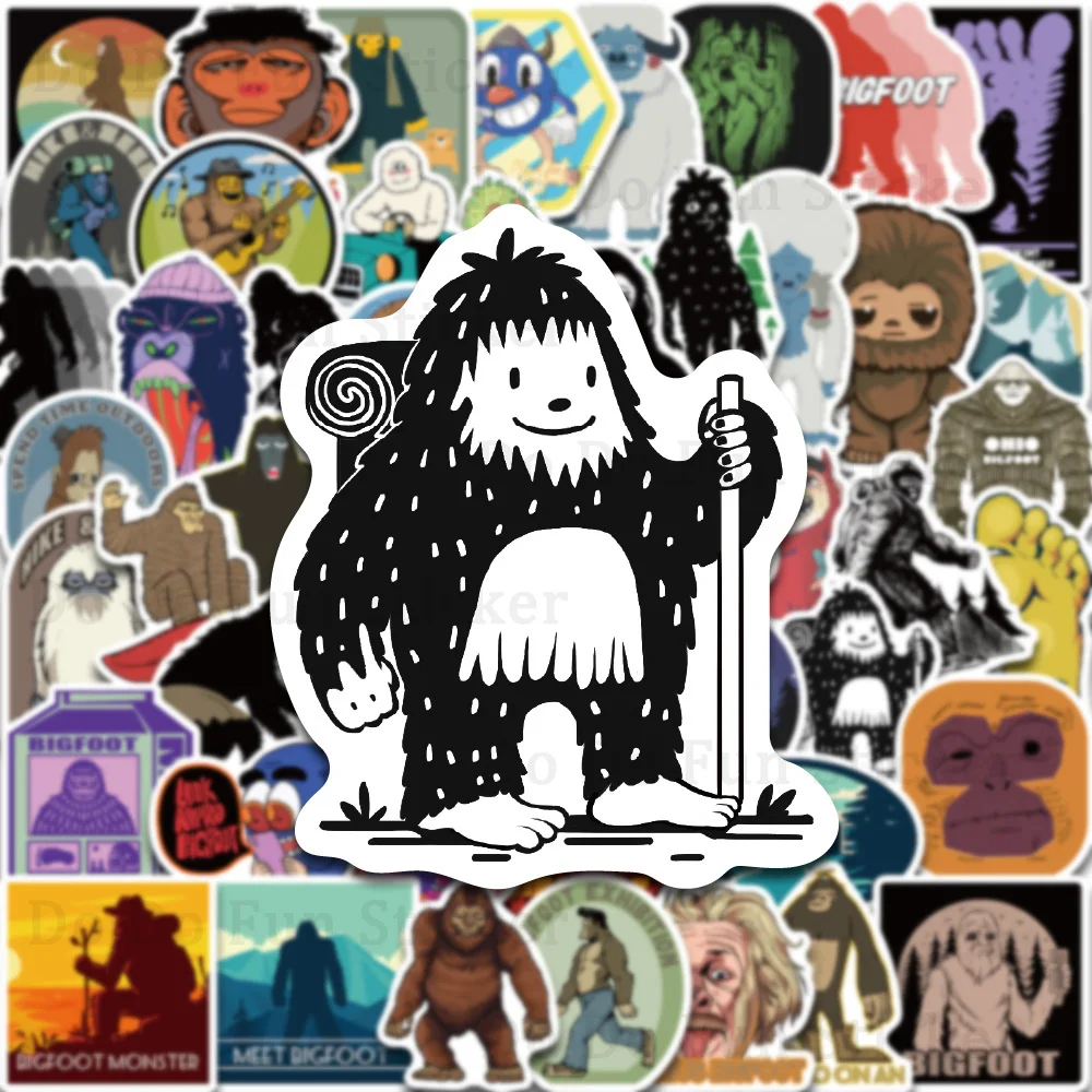 50PCS Cute Cartoon Funny Bigfoot Wild Ape Man Colorful  Sticker Waterproof DIY Phone Case Scrapbook Laptop Guitar Water Cup Gift