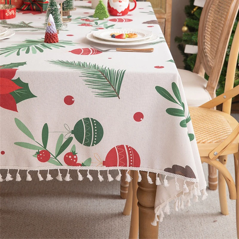 

1PC Christmas Tablecloth Thanksgiving Fall Harvest Table Cover Anti-stain Restaurant Rectangle Tablecloth Party Supplies Navidad