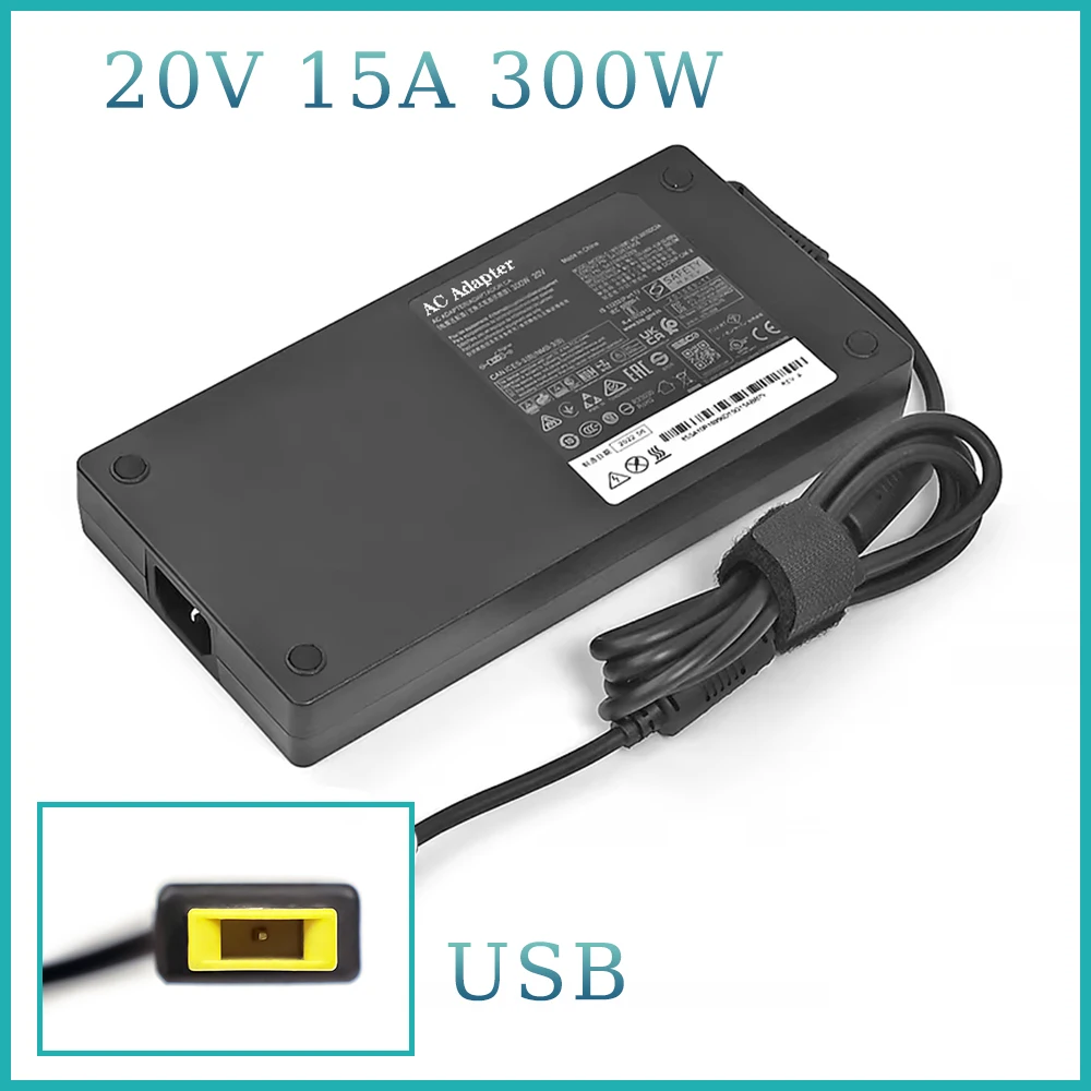 300W 20V 15A USB AC Laptop Adapter Charger For Lenovo ThinkPad 9000P 9000K Y9000K Y9000X SA10R16956 ADL300SDC3A Power Supply