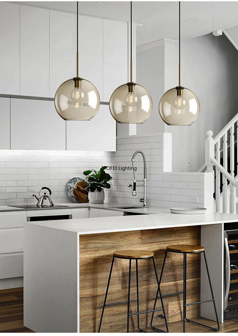 Art Industrial Retro E27 Glass Pendant Light Nordic Loft Chandelier Kitchen Restaurant Minimalist Hanging Lamp Suspension LED