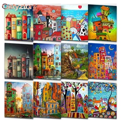 PhotoCustom Paint By Numbers Landscapes House Acrylic Drawing Canvas Oil Painting By Numbers For Adult Kits Scenery Home Decor