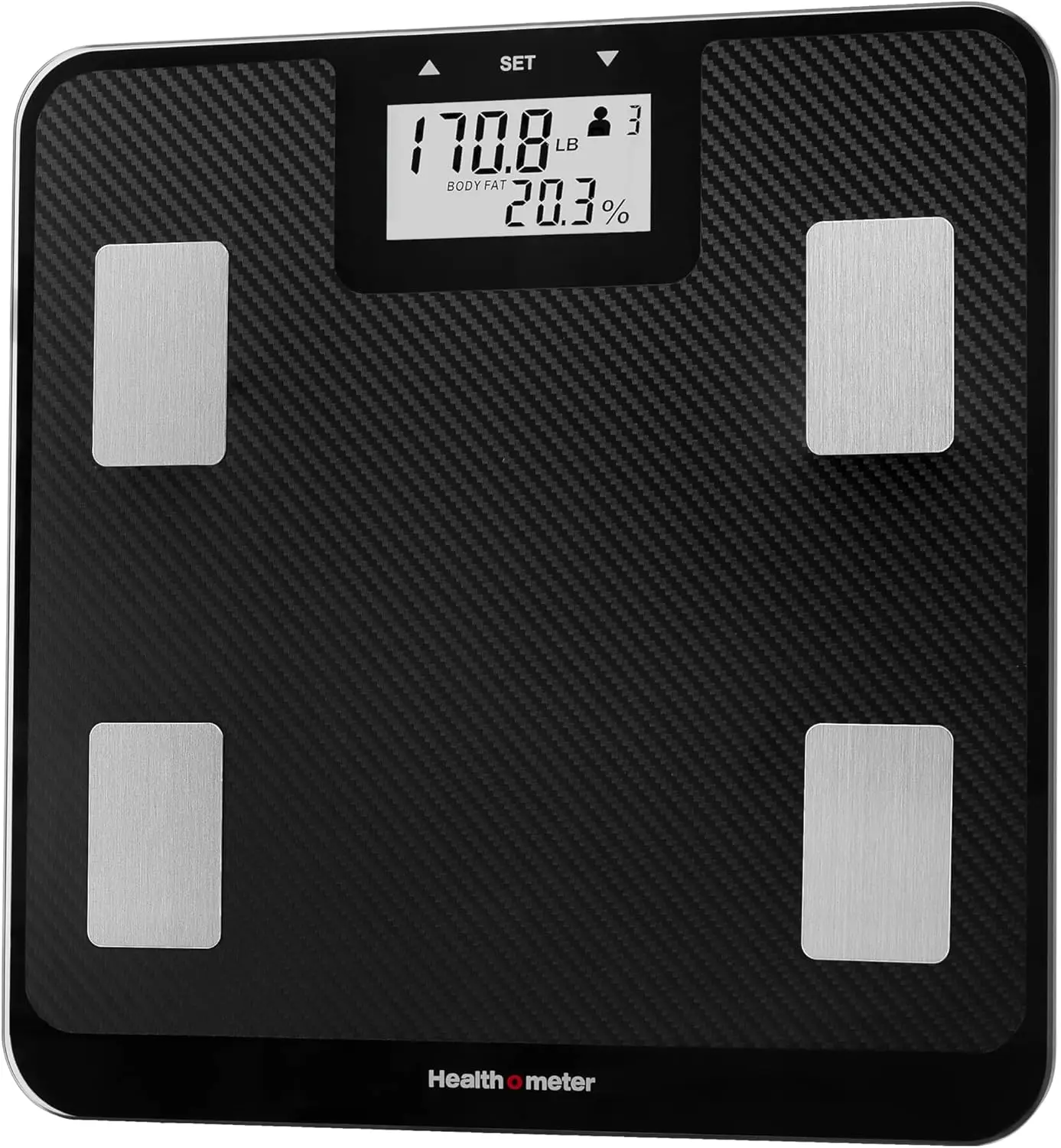

Digital Body Composition Scale with BMI, Body Fat & Water Mass, 500 lb Capacity, Step-On Platform, Backlit Display
