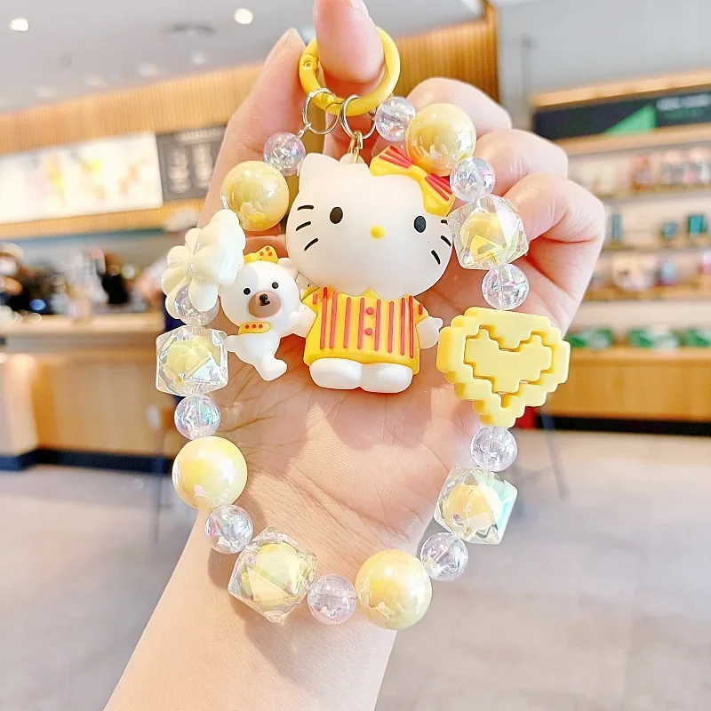 Sanrio Cartoon Cartoon Hello Kitty Mobiele Telefoon Hanger, Nieuwe Dress-Up Kraal Armband Cartoon Pop Meisje Schattige Tas Hanger Decoratie