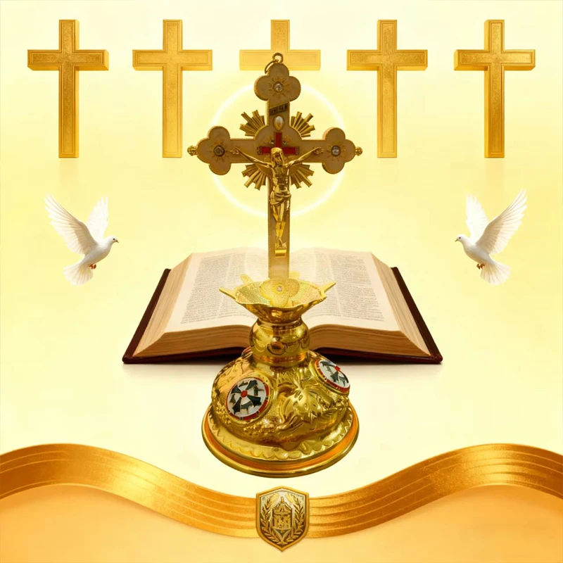 Neues 2026 Orthodoxes Kreuz Kirchenbedarf Mess-Handkerzenhalter mit Hochwertigem Sockel Handgefertigt mit Exquisiter Geschenkbox – Detail 3