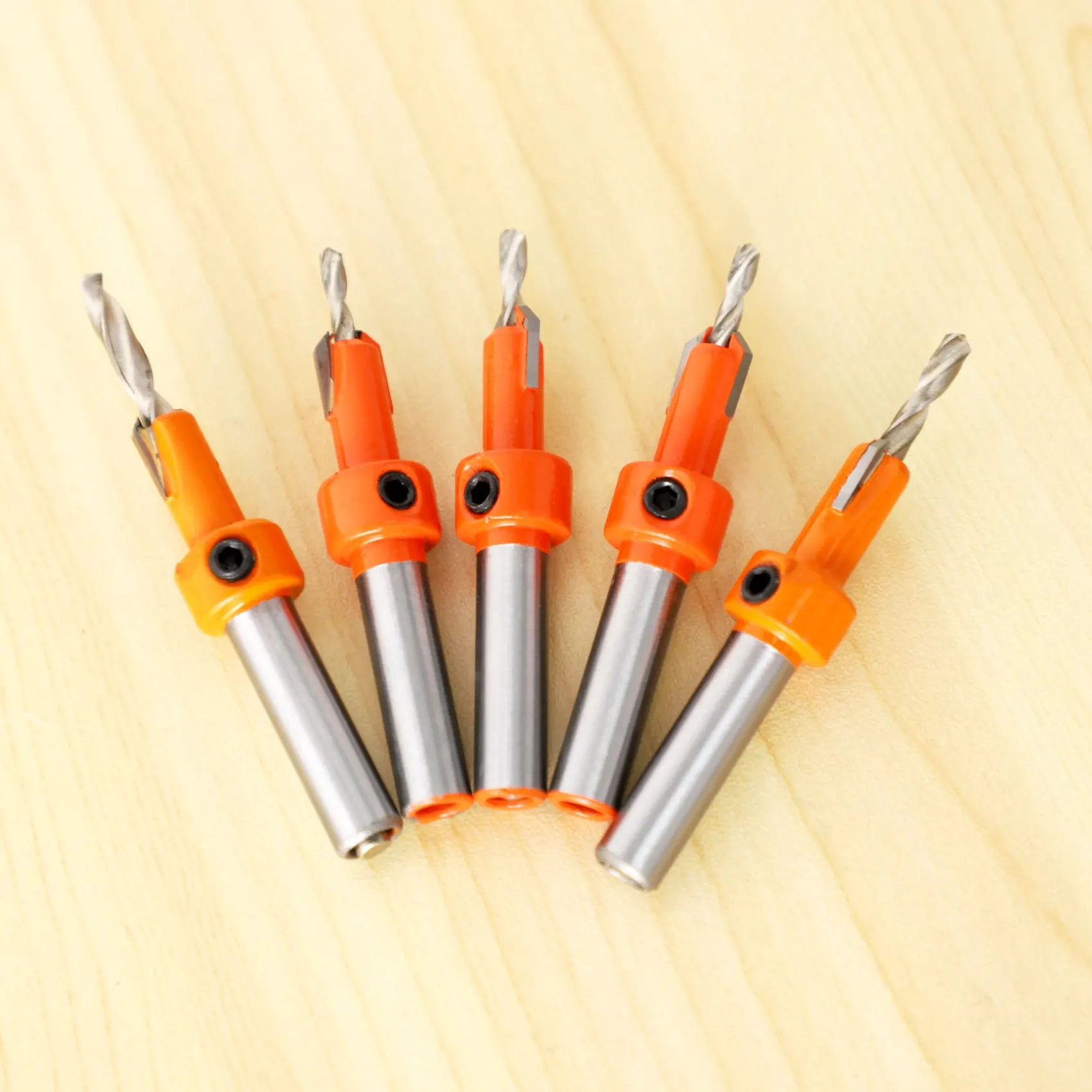 Mata bor lubang kayu 8MM, Set pemotong sekrup, mata bor Countersink dengan batang kayu