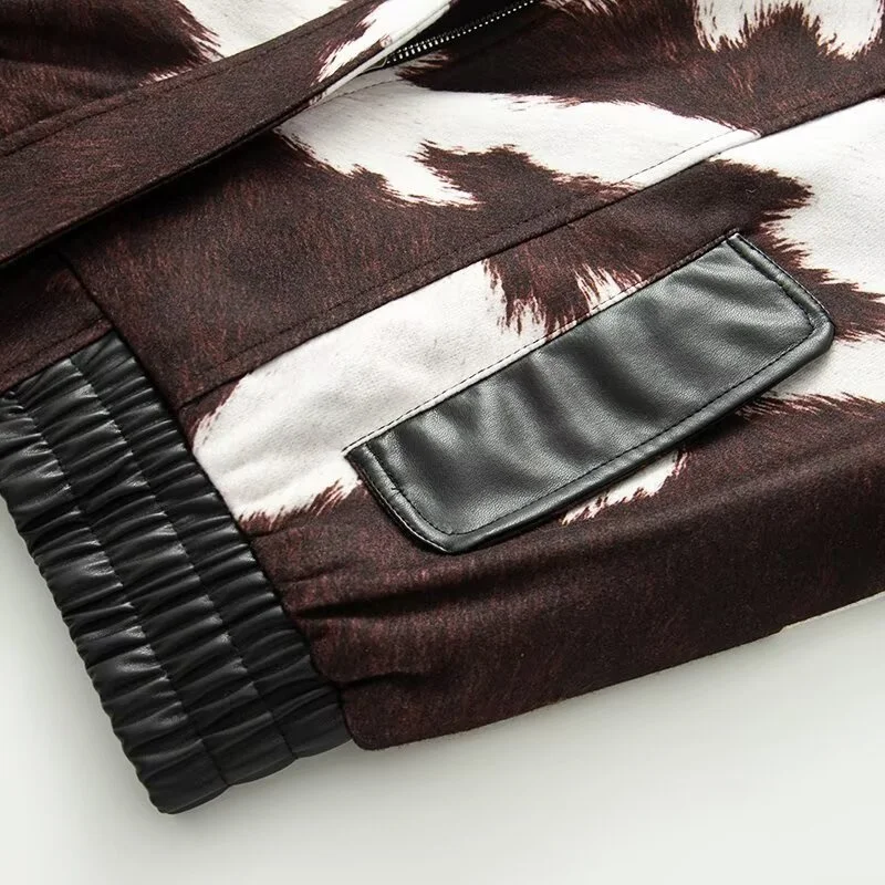 Veste courte en cuir PU mixte imprimé vache, tendance et Sexy pour femmes, Style de rue américain, tendance, automne 2025