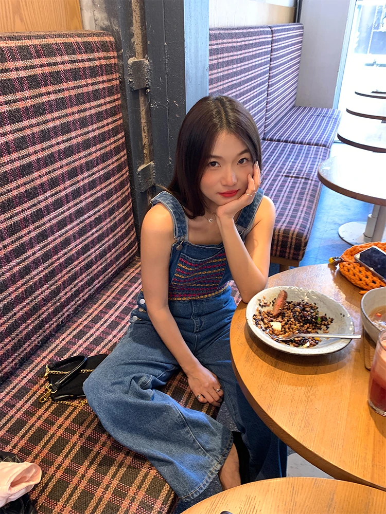 

Women's Loose Fit Embroidered Denim Overalls Versatile Wide Leg Pants Original Design Long Trousers mid Waist Chinese Production