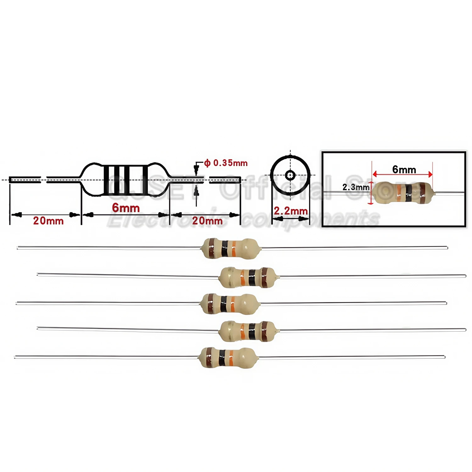 1000pcs 1/4W Carbon Film Resistors ±5% 4Color Ring Resistor Components 0.25W 1kR 4.7K 10K 22K 47K 100K 470K Ohm 1 10 100 220 Ohm image 6
