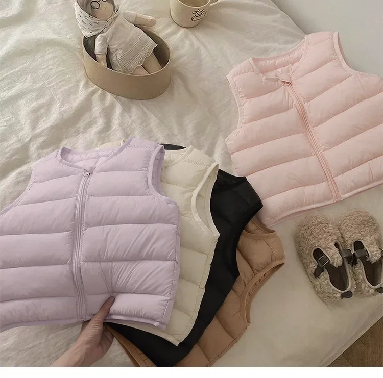 Leichte Baumwollweste für Babys, Herbst- und Wintermodell, warmes, ärmelloses Oberteil für Mädchen und Jungen, Freizeitweste für Kinder, ärmelloses, gefüttertes Innenfutter. – Detail 3